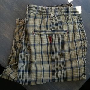 Khaki flat front shorts